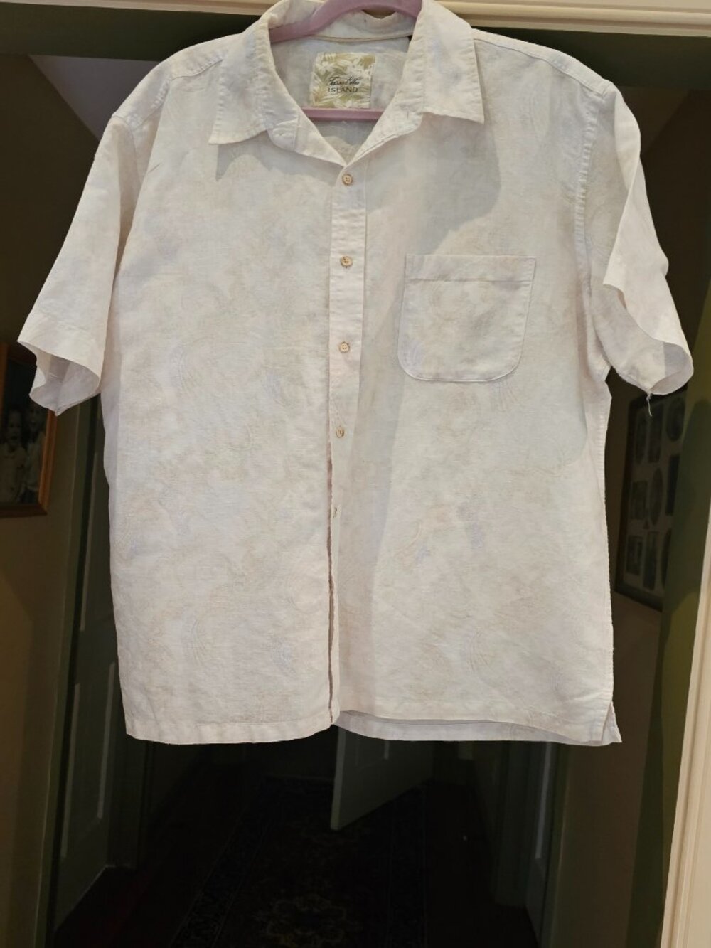 Mens Tasso Ella Island Ivory Print Shirt Size Large